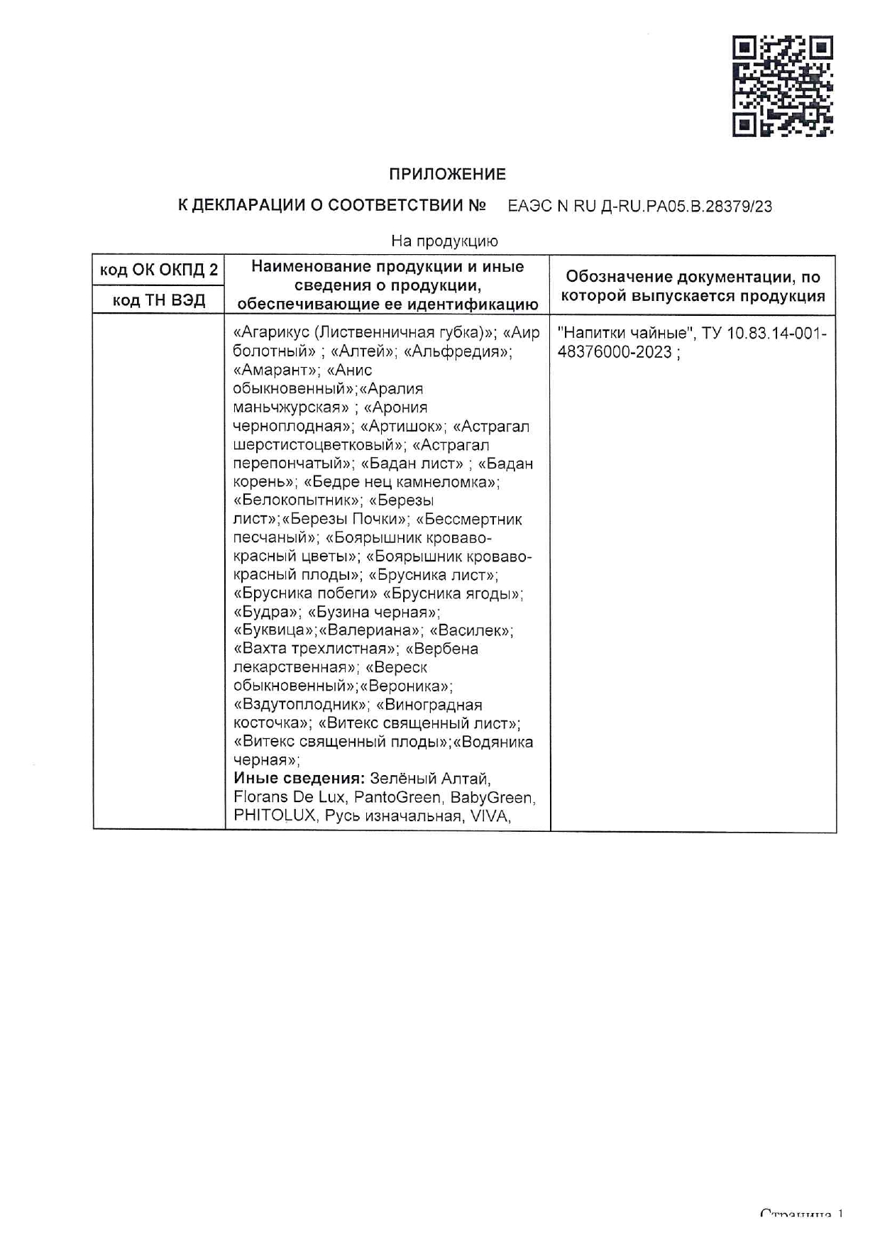 Декларация доп №1